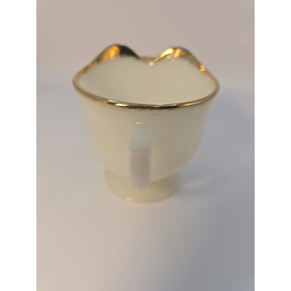 Fire King Creamer Golden Anniversary Ivory Swirl Gold Trim USA Anchor Hocking - Picture 4 of 6